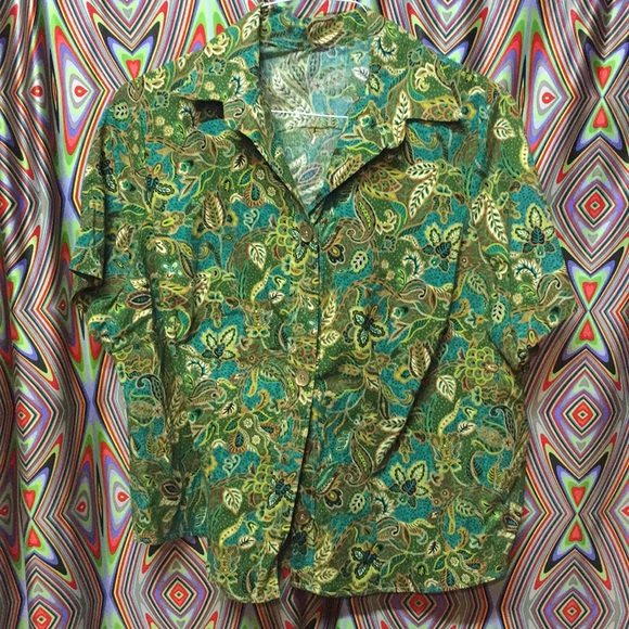 Exquisite Vintage Paisley Print Ruffled Shirt